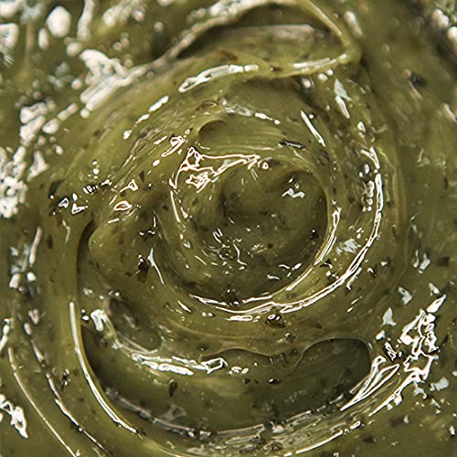 Close-up view of the smooth texture of the pore clearing mugwort facial treatment mask.