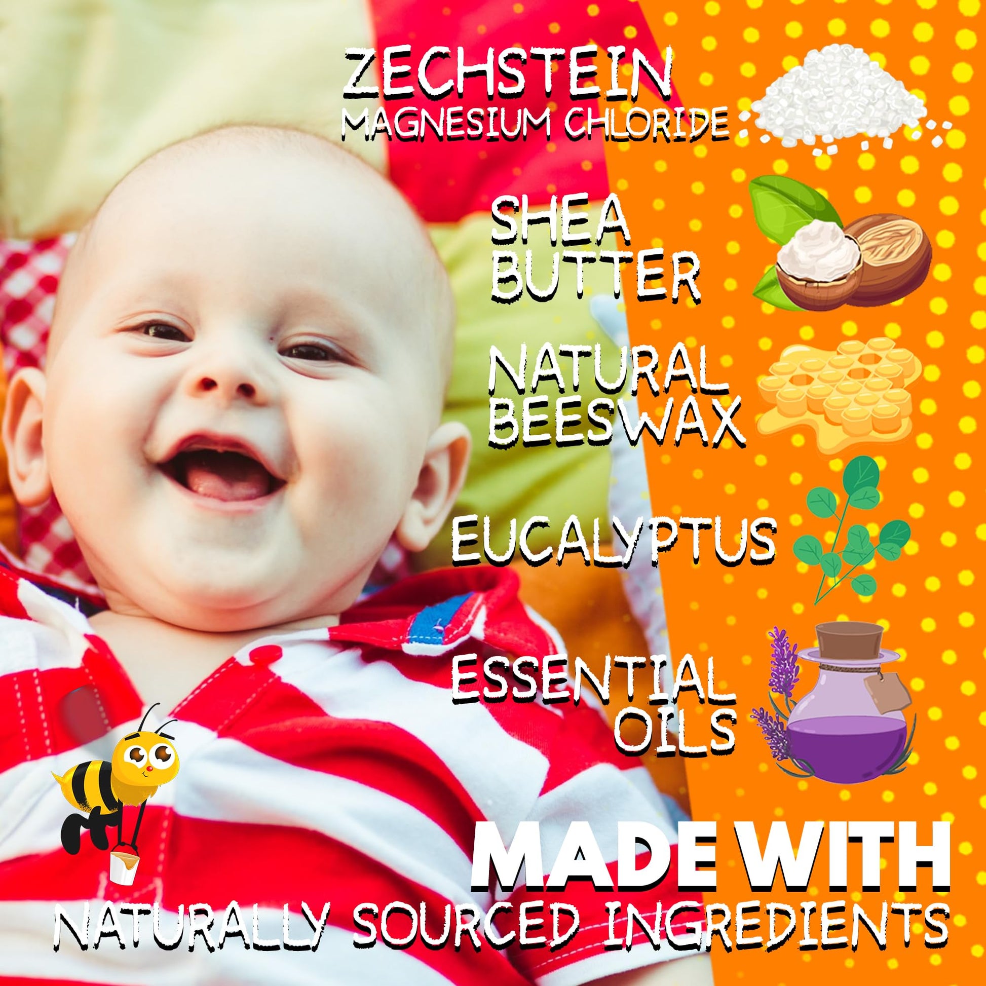 Infant bedtime routine balm featuring Zechstein magnesium, lavender, and eucalyptus essential oils