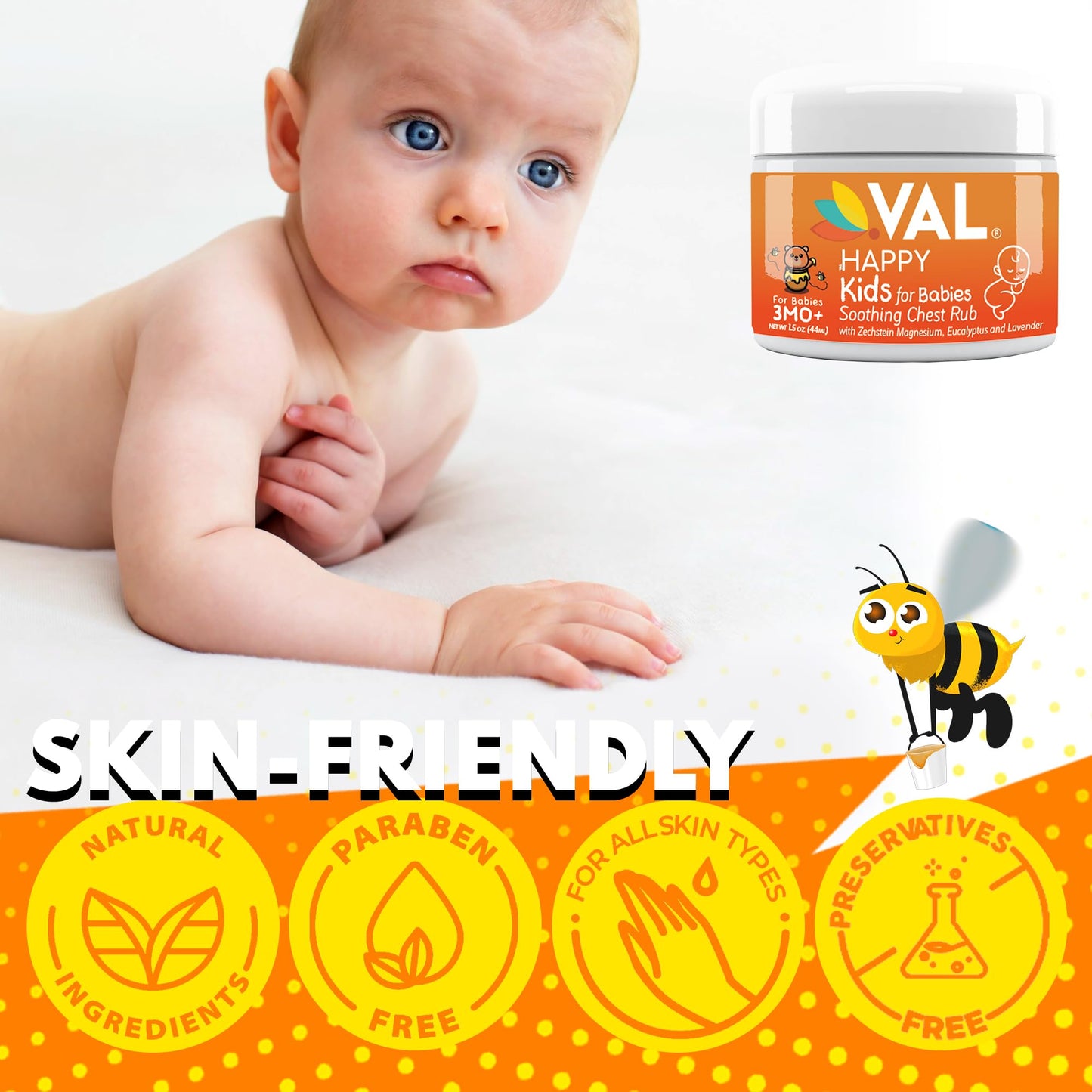 Applying VAL baby chest rub on the soles of infant feet for bedtime relaxation