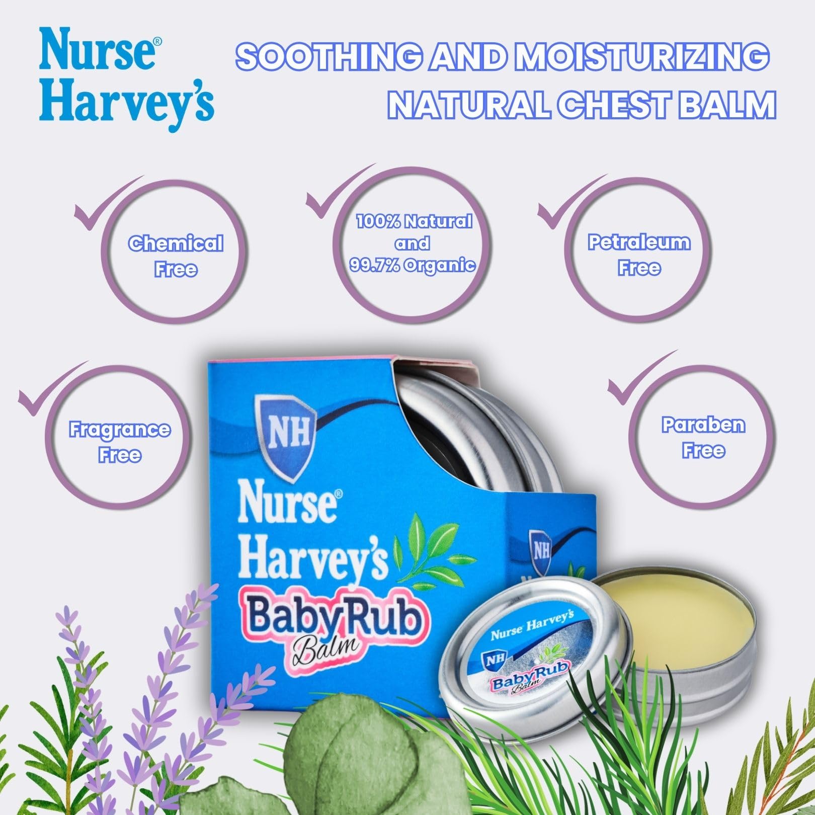 Natural baby chest rub balm for soothing infant coughs and clearing congested airways.