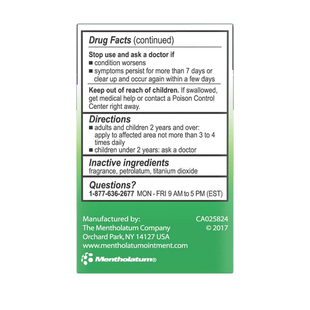 Mentholatum topical analgesic ointment jar side view with drug facts label