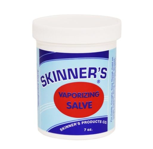 Topical ointment jar of Skinner's Vaporizing Salve for muscle relief