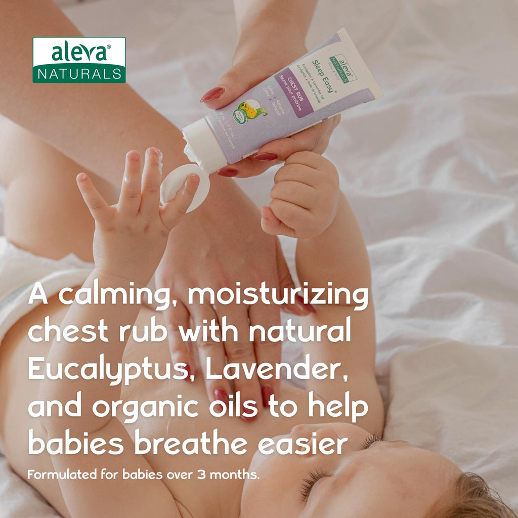 Aleva Naturals soothing comfort chest rub packaging highlighting eucalyptus and lavender oils