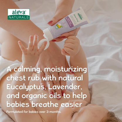 Aleva Naturals soothing comfort chest rub packaging highlighting eucalyptus and lavender oils