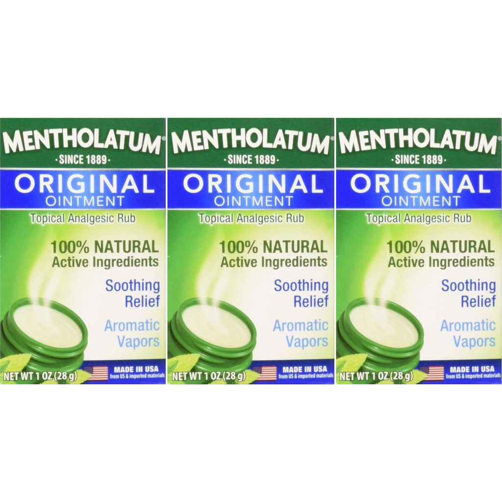 Mentholatum topical analgesic ointment jars displaying the iconic soothing chest rub formula.