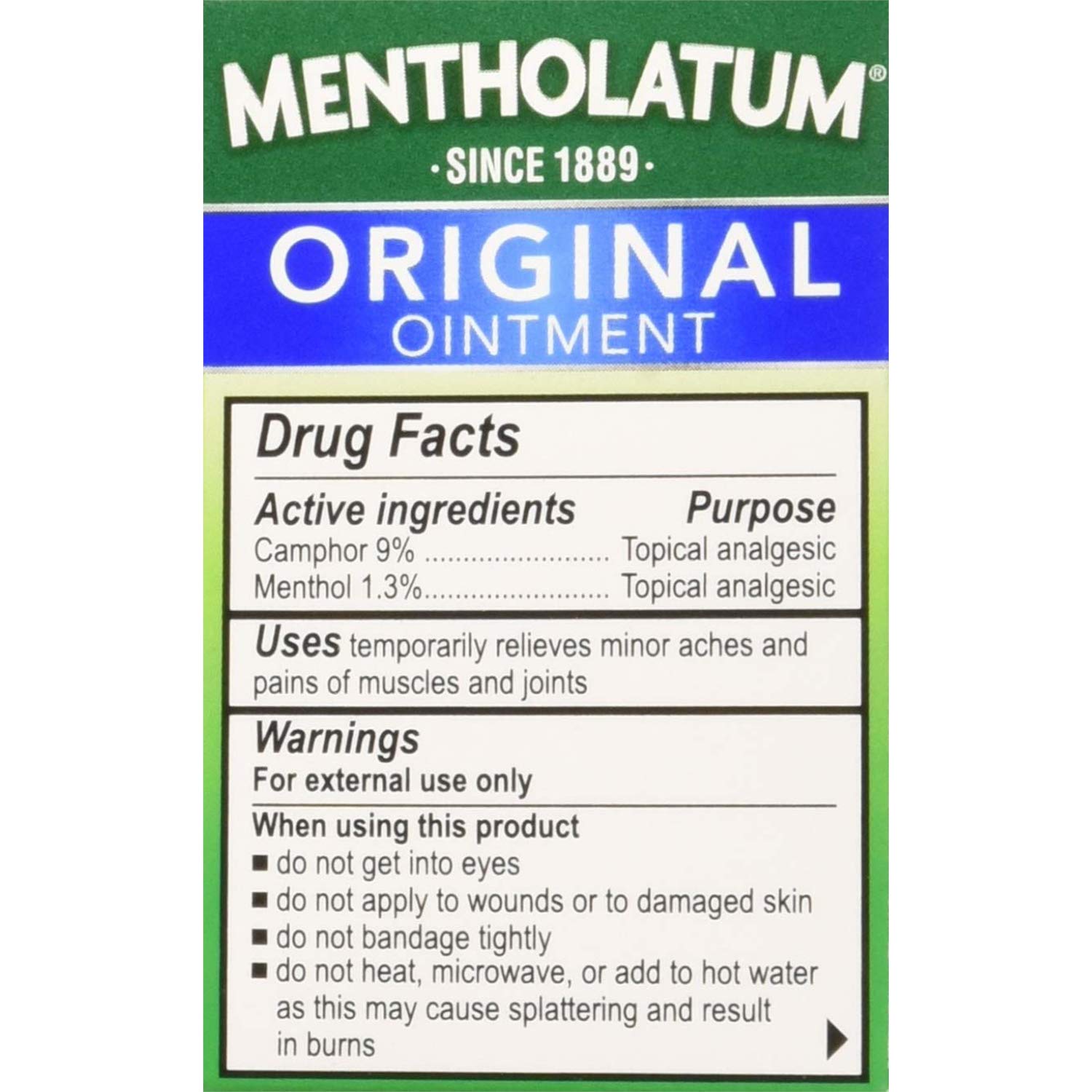Mentholatum Original Ointment multi pack for muscle ache and nasal congestion relief.