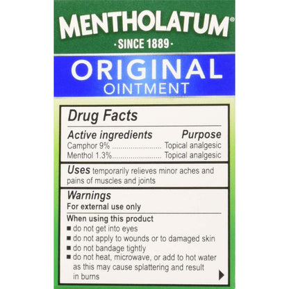 Mentholatum Original Ointment multi pack for muscle ache and nasal congestion relief.