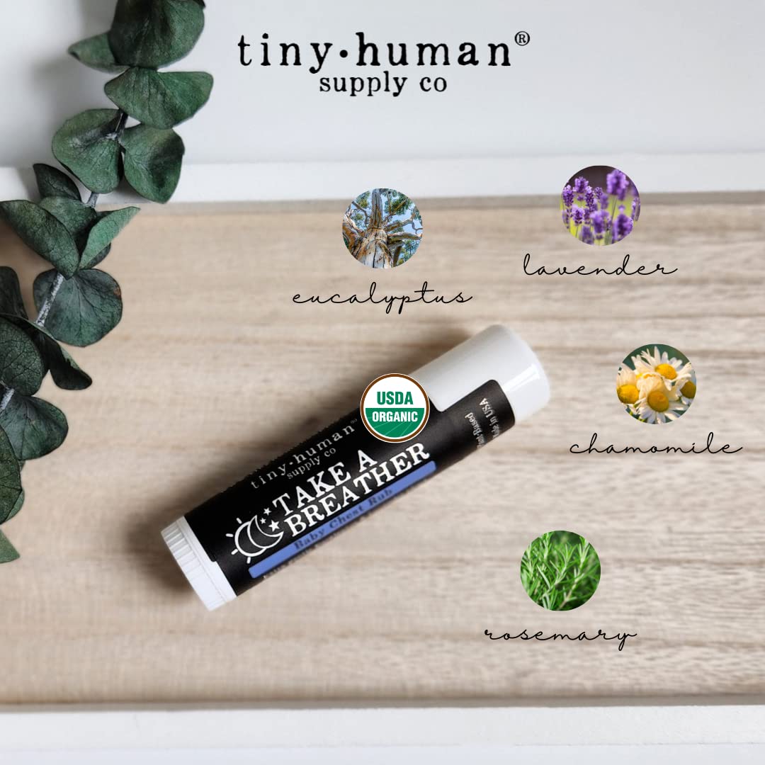 Three organic lavender and eucalyptus baby chest rub sticks showing the convenient mess-free twist-up mechanism.