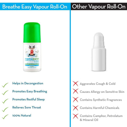 Hypoallergenic infant chest rub roll on bottle packaging close up