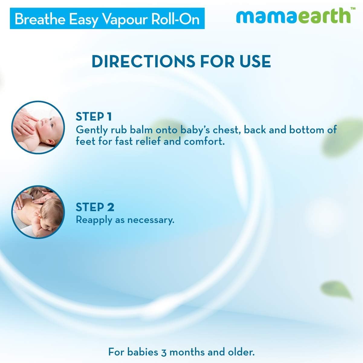 Safe petroleum free baby cold relief roll on product display