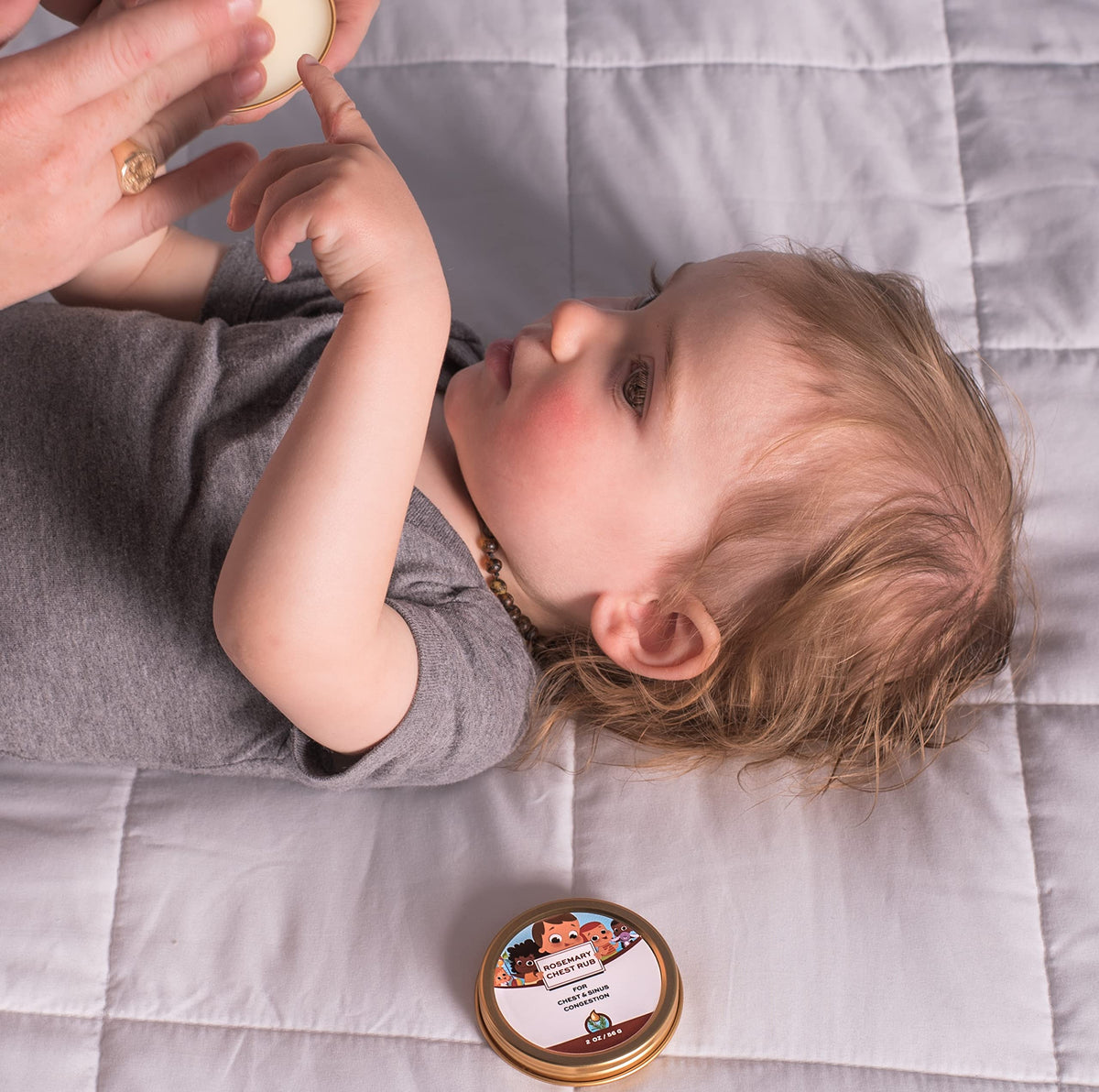 Organic chamomile and mullein baby chest rub ointment texture view