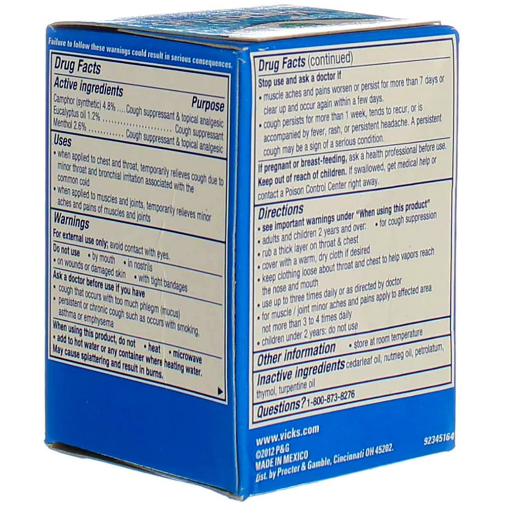 Vicks VapoRub original cough suppressant formula for congestion and minor aches