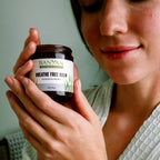Organic chest rub with eucalyptus and menthol crystals showing the texture of the herbal ointment
