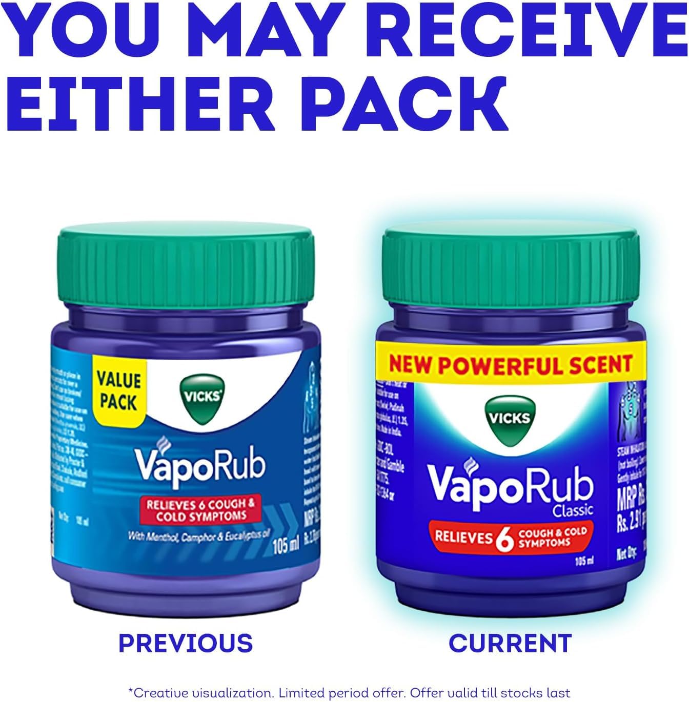 Medicated Vicks VapoRub chest rub packaging showing manufacturing details and standard dimensions
