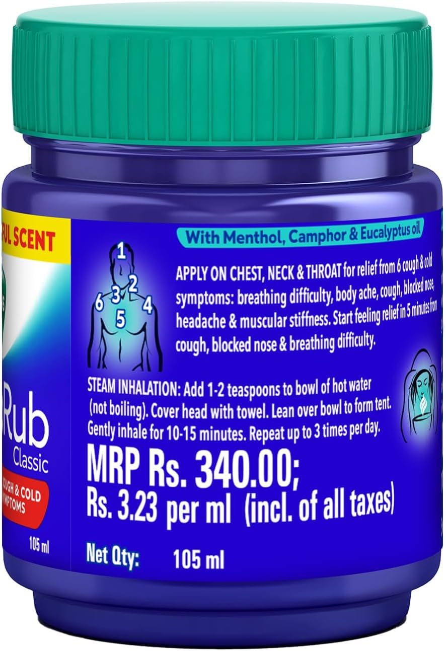 International edition Vicks VapoRub soothing ointment close up view for authenticity verification