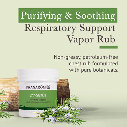 Pranarom organic chest rub tube display demonstrating its non-greasy herbal texture for cold relief.