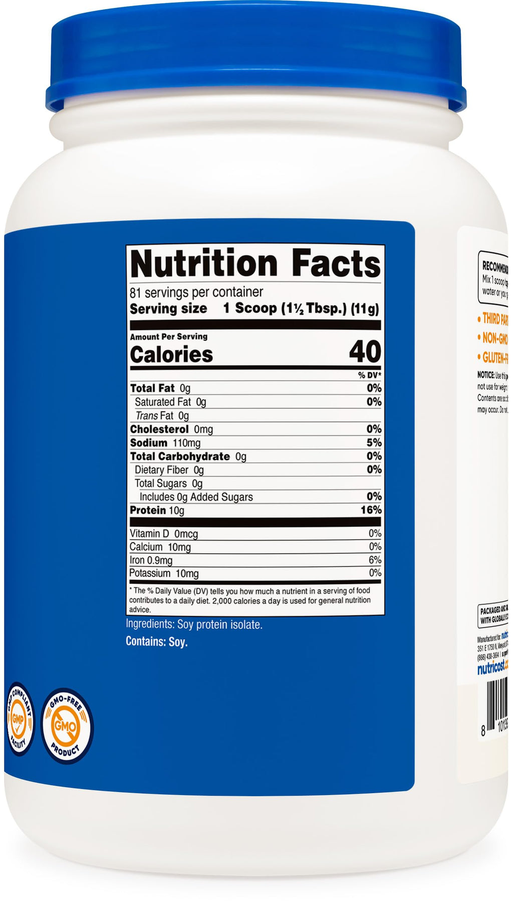 Nutricost non GMO vegetarian protein isolate powder supplement for muscle maintenance