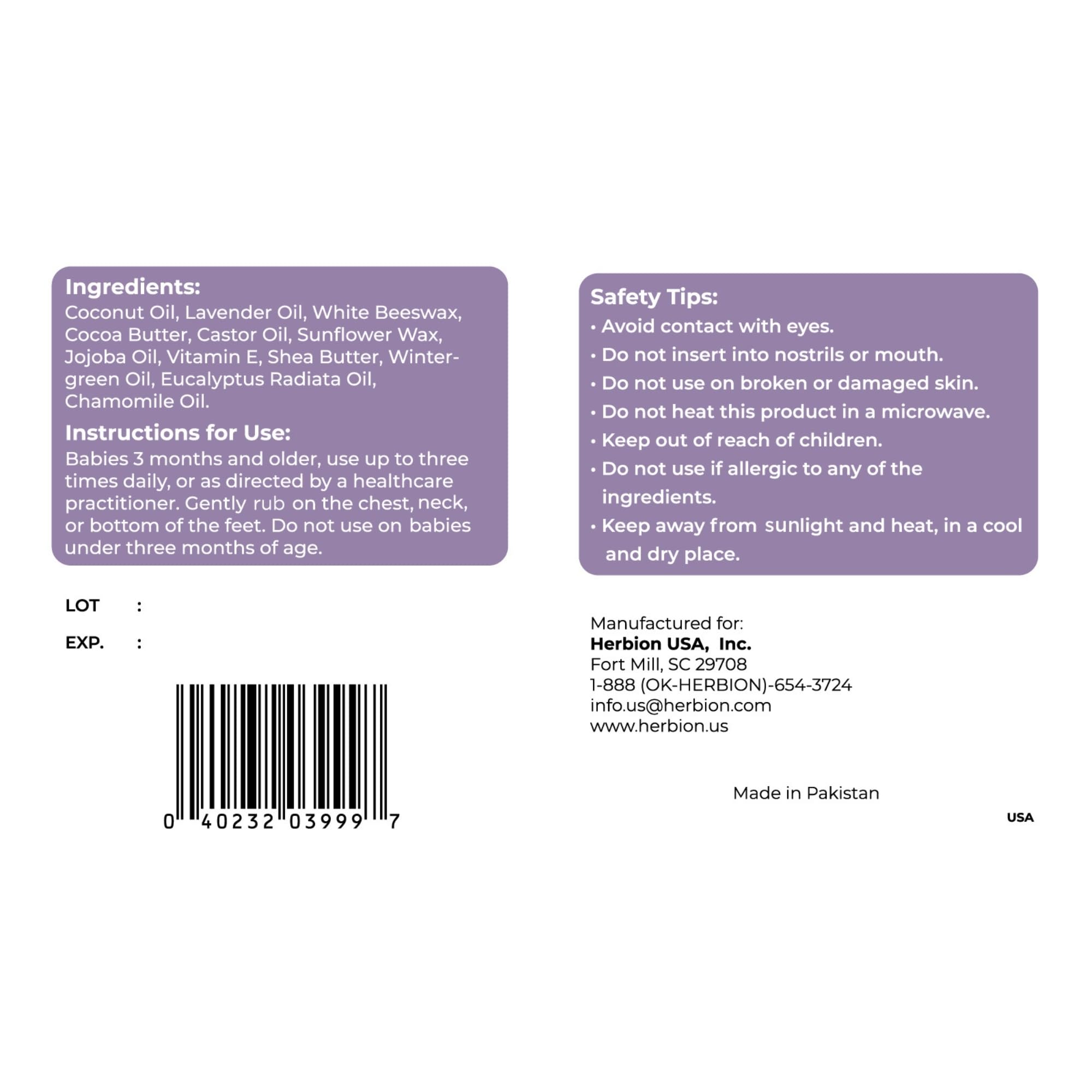 Herbion Naturals all-natural baby ointment container showing petroleum-free label