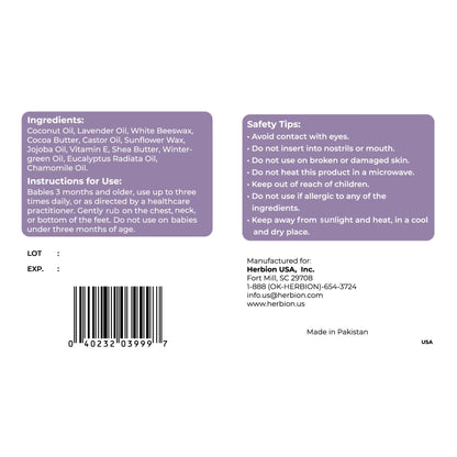Herbion Naturals all-natural baby ointment container showing petroleum-free label