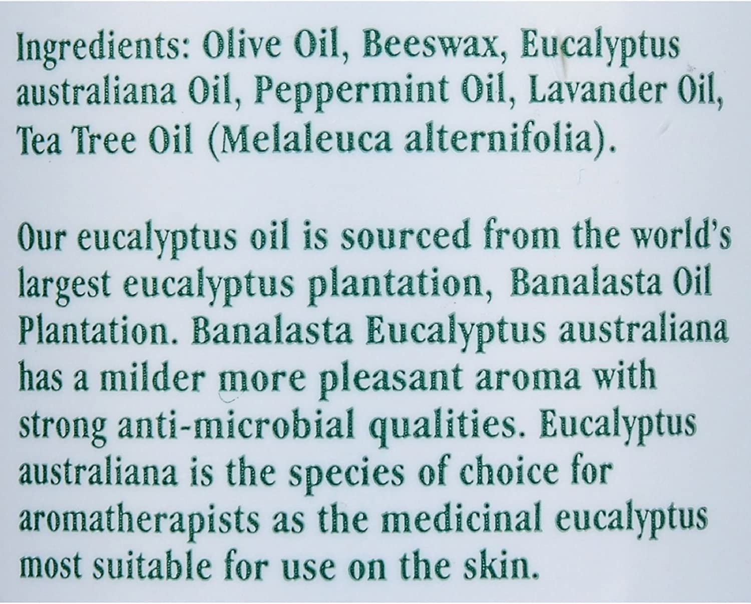 Natural respiratory balm with eucalyptus and tea tree oil for comforting chest application