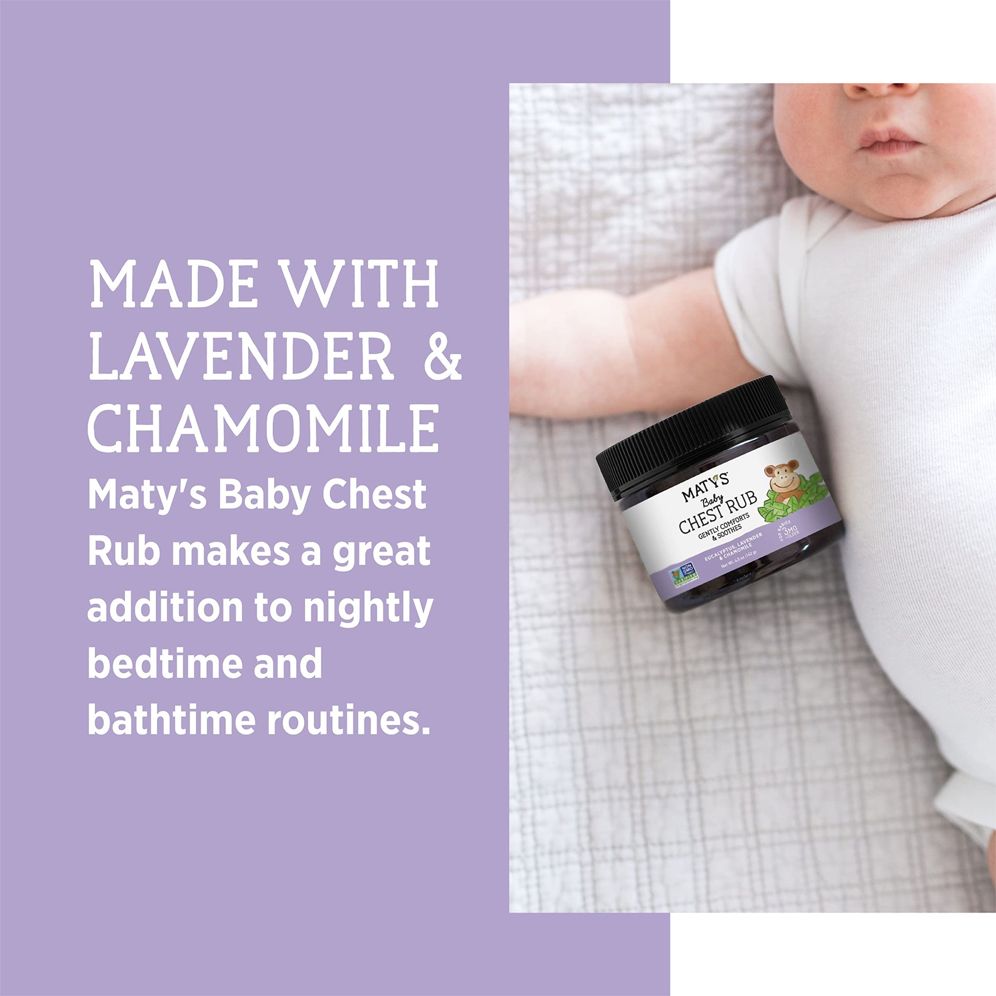 Matys Baby Chest Rub non GMO and petroleum free seals on the packaging for infant safety