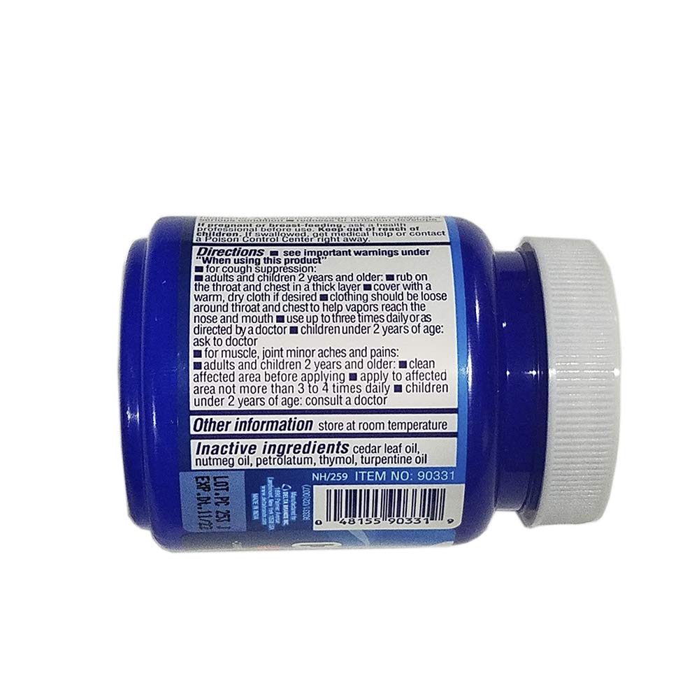 Camphor and menthol infused chest rub jar demonstrating a secure twist off lid