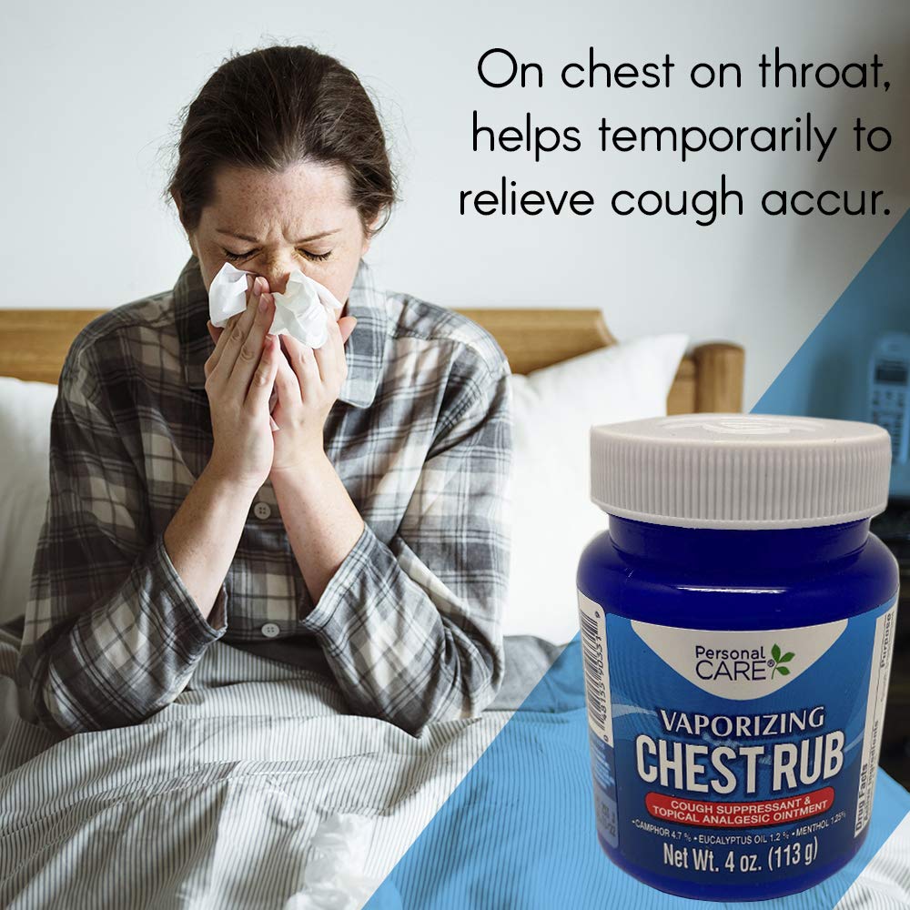 Personal Care cold and cough suppressant ointment jars arranged in a row