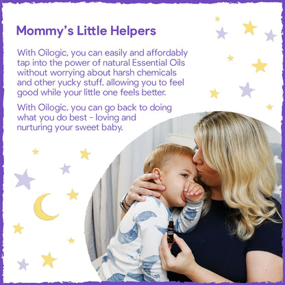Authentic USA imported Oilogic baby bedtime calming rub stick on white background
