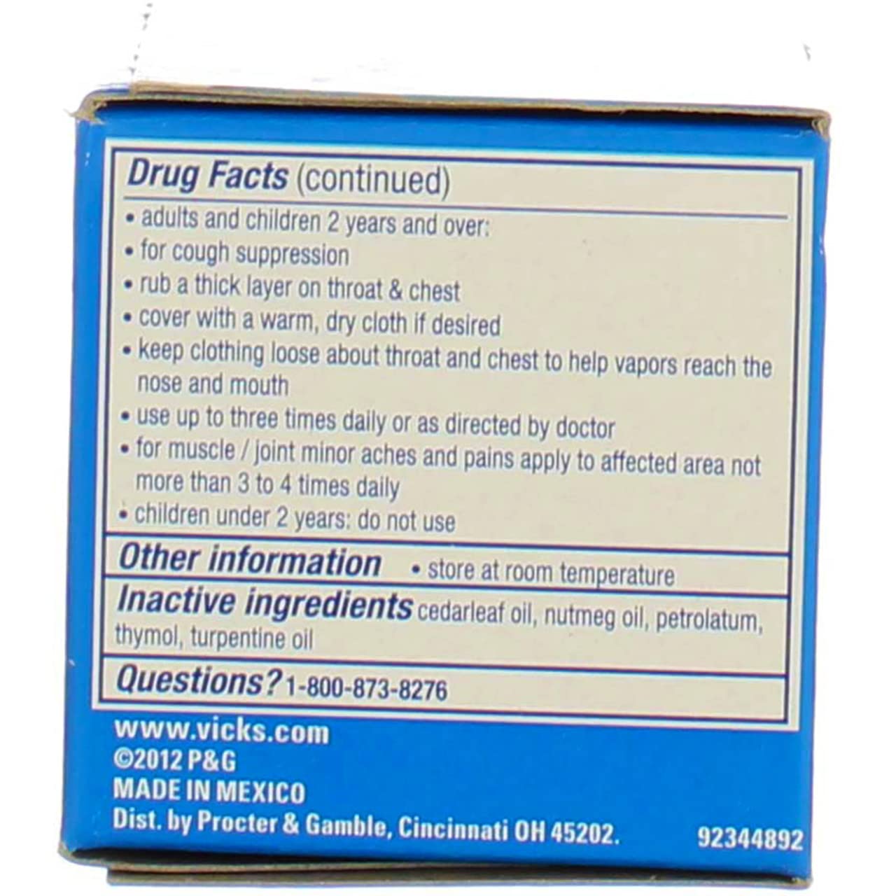 Vicks VapoRub imported chest rub packaging showing original American product label