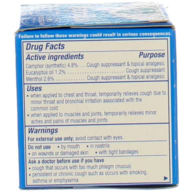 Vicks VapoRub cough suppressant ointment jars highlighting the one point seventy six ounce size