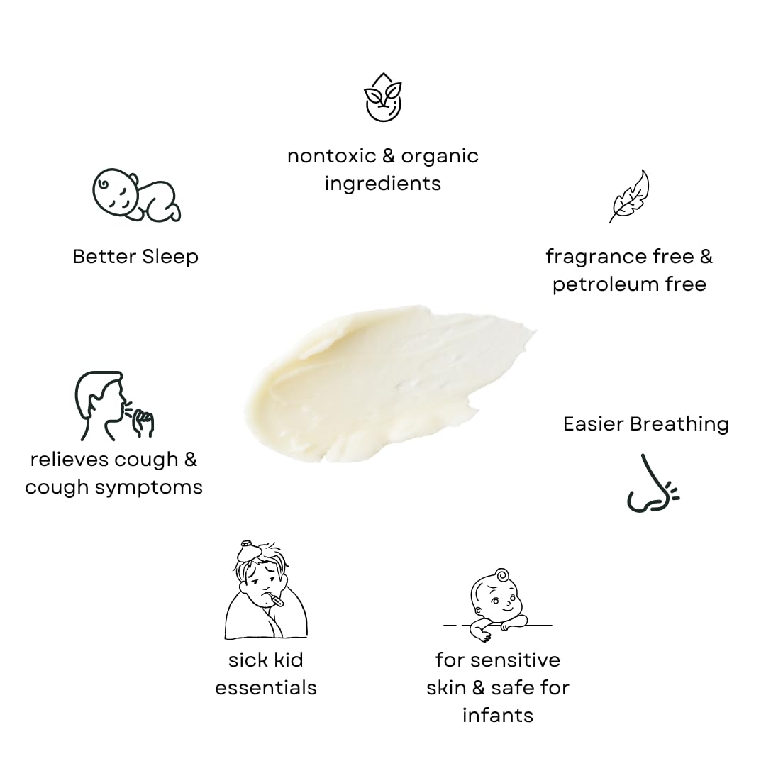 Petroleum free organic baby rub for clear nasal breathing during cold season