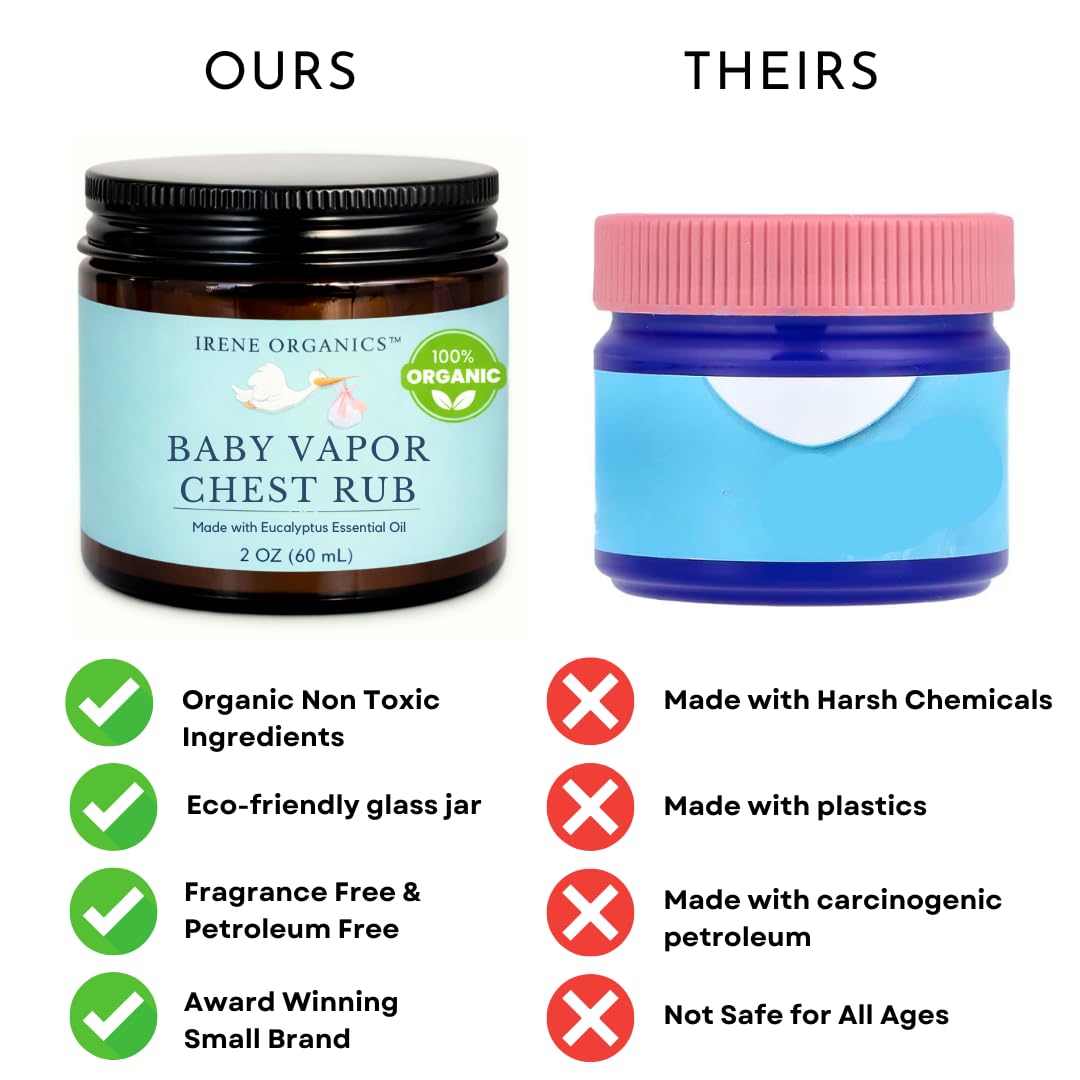 Applying Irene Organics baby vapor rub on infant feet for overnight cough relief
