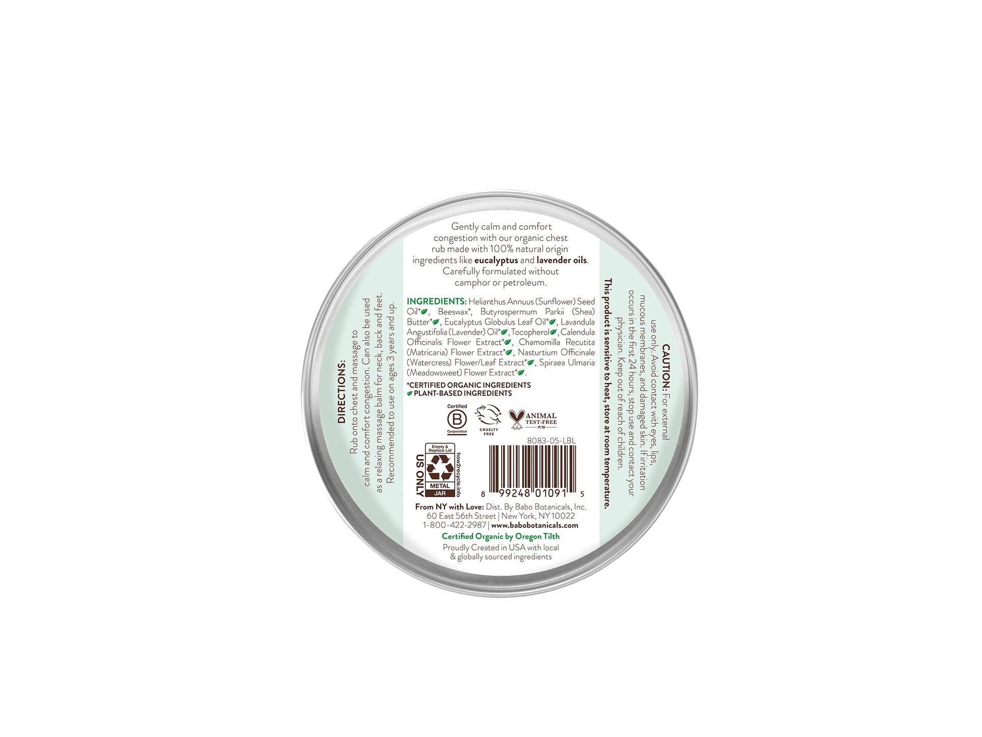 Camphor free eucalyptus and lavender chest balm for kids and adults