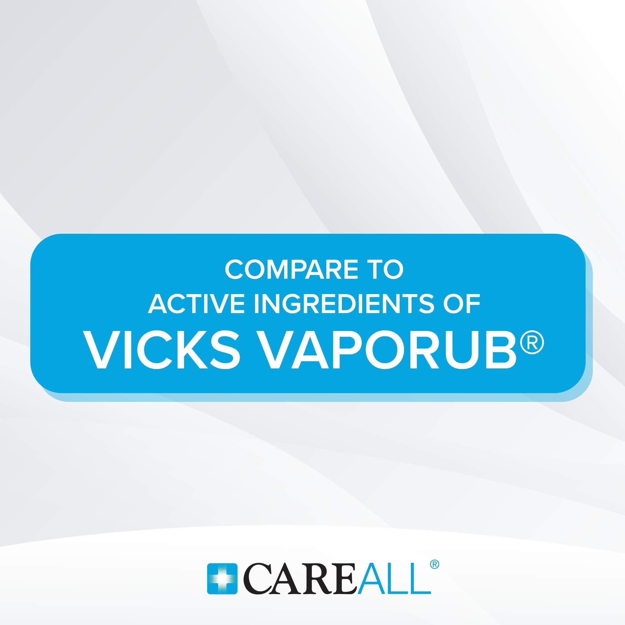 CareAll Medicated Chest Rub jar displaying active ingredients including camphor and menthol