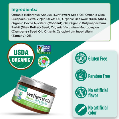 USDA certified organic baby chest rub 1.8 fluid ounce packaging details