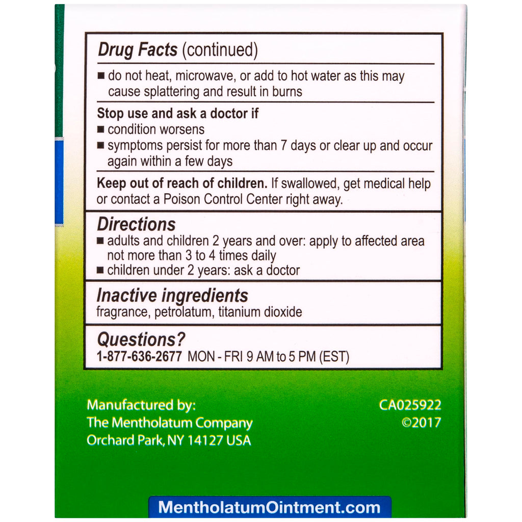 Mentholatum topical analgesic ointment jar with natural active ingredients