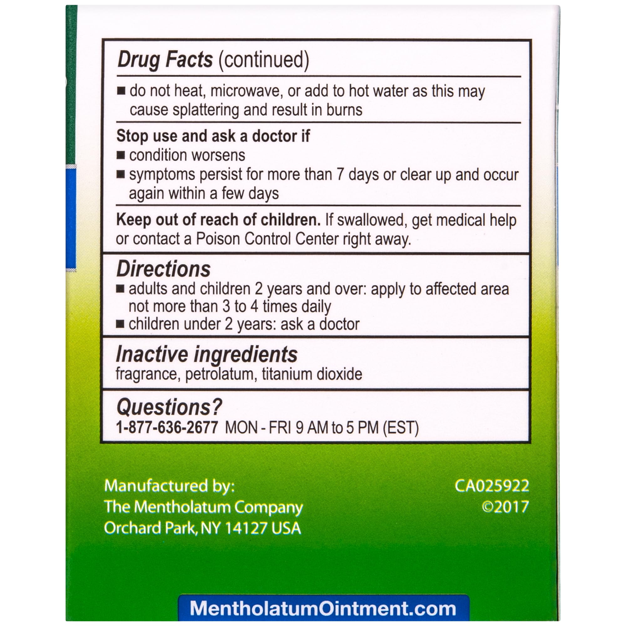 Mentholatum topical analgesic ointment jar with natural active ingredients