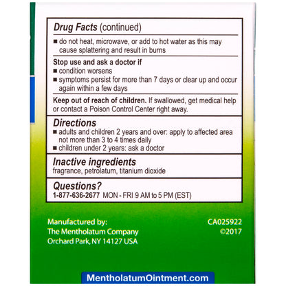 Mentholatum topical analgesic ointment jar with natural active ingredients