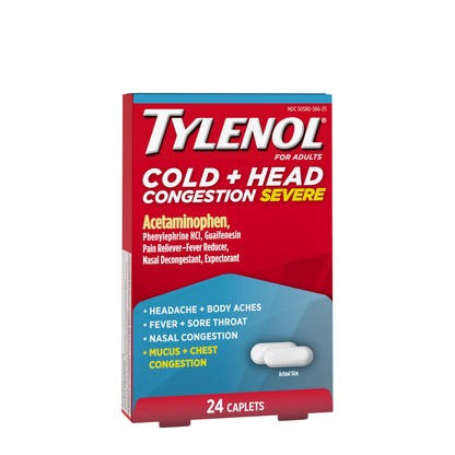 Tylenol severe cold and chest congestion expectorant packaging for premium imported wellness