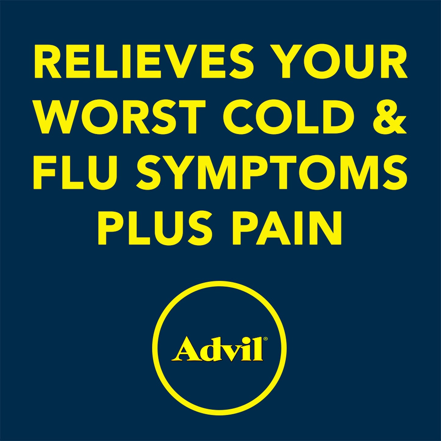 Authentic Advil multi symptom packaging with ibuprofen pain reliever formula