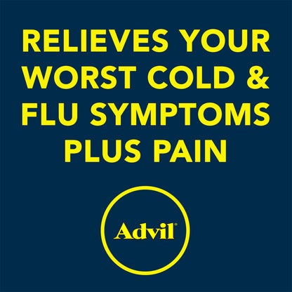 Authentic Advil multi symptom packaging with ibuprofen pain reliever formula