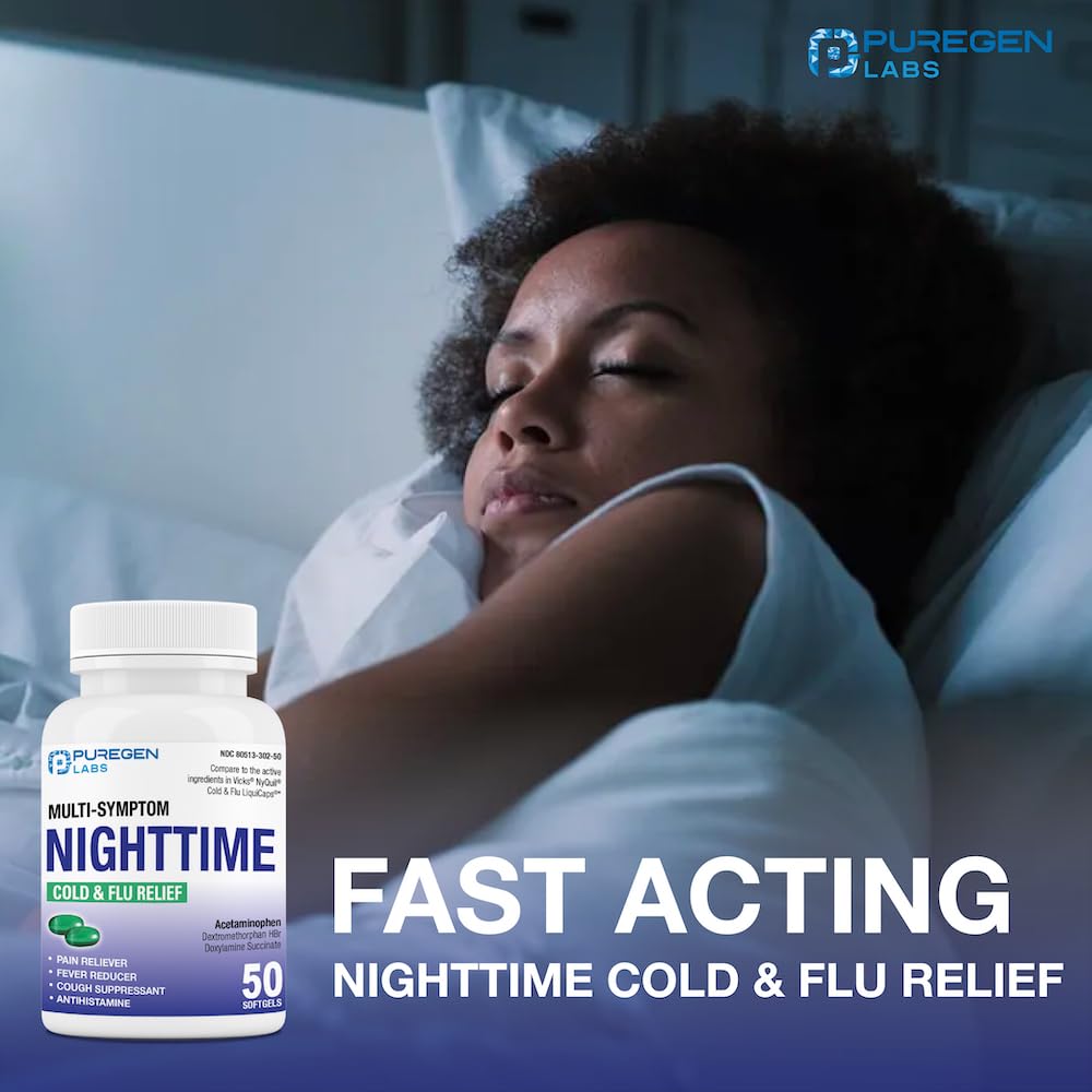 Puregen Labs authentic cold and flu care product line label warnings and directions