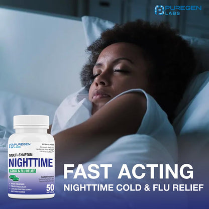 Puregen Labs authentic cold and flu care product line label warnings and directions