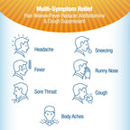 Close up of Contac 24 liquid gels box detailing dosage instructions for adults.