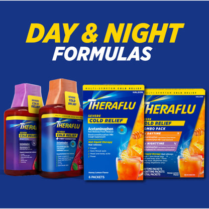Theraflu multi symptom daytime cold relief powder packets close up