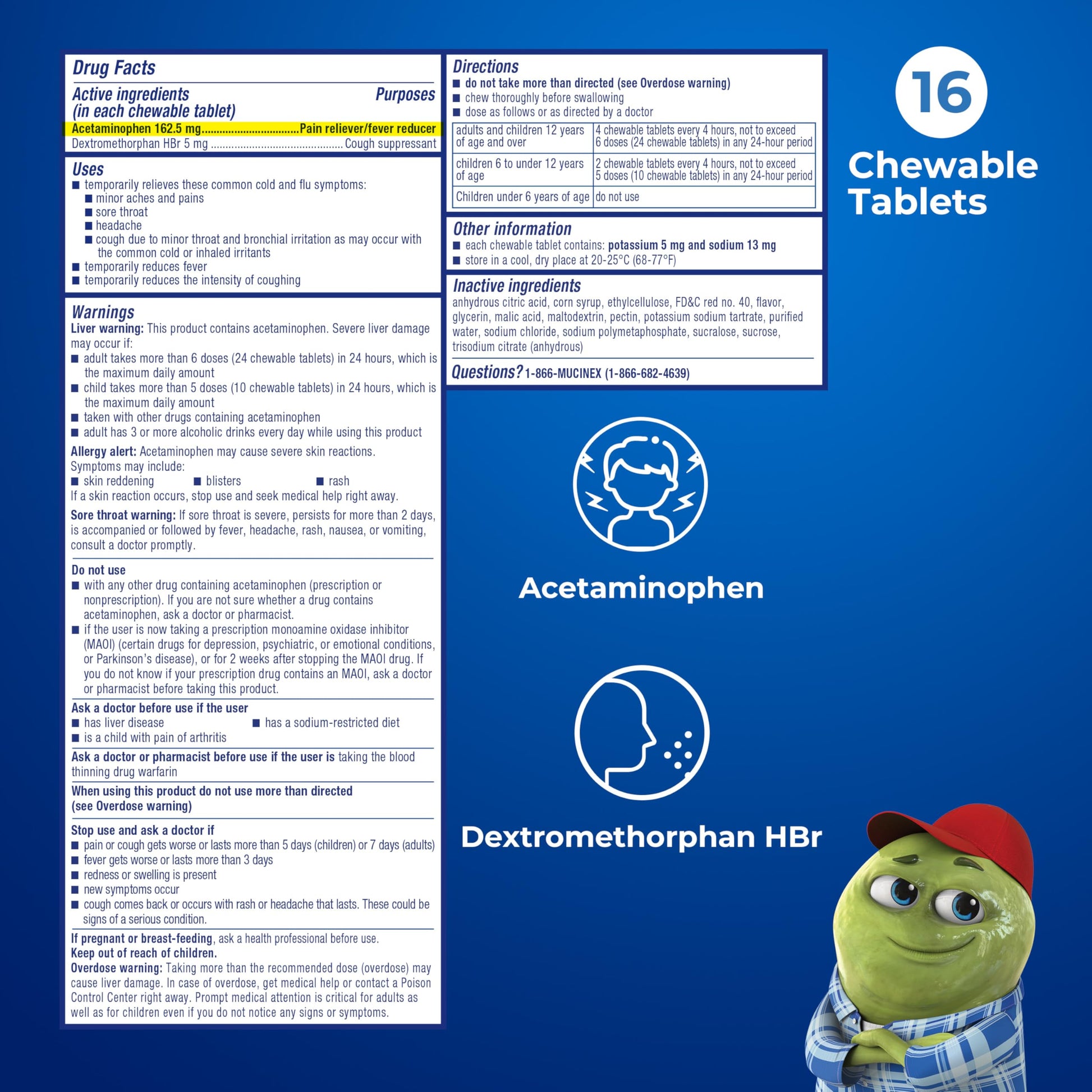 Close up view of Mucinex medicated chewables for kids cold relief showcasing the mixed berry flavor graphic
