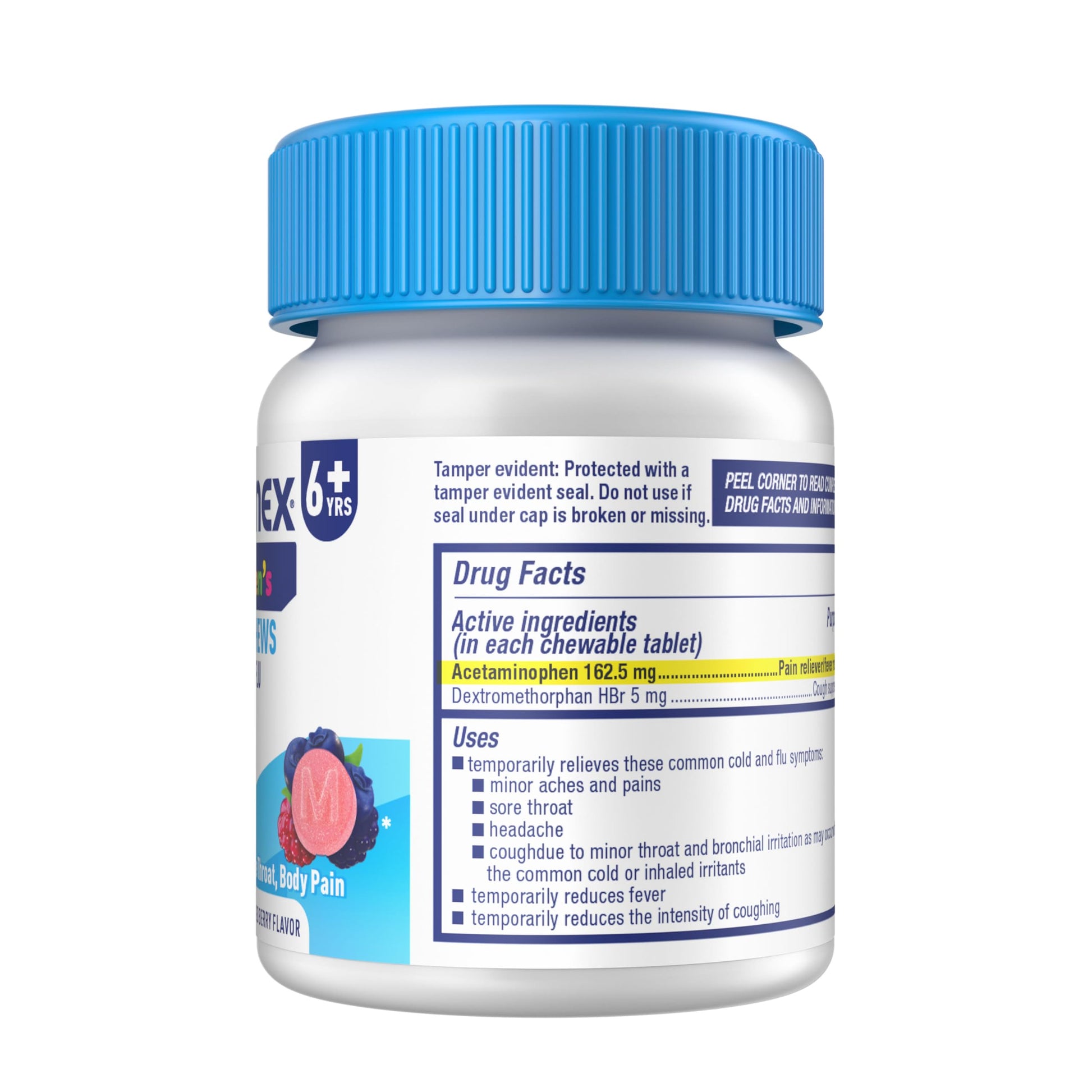 Mucinex kids cold tablets bottle showing security seal and authentic imported product authentication details
