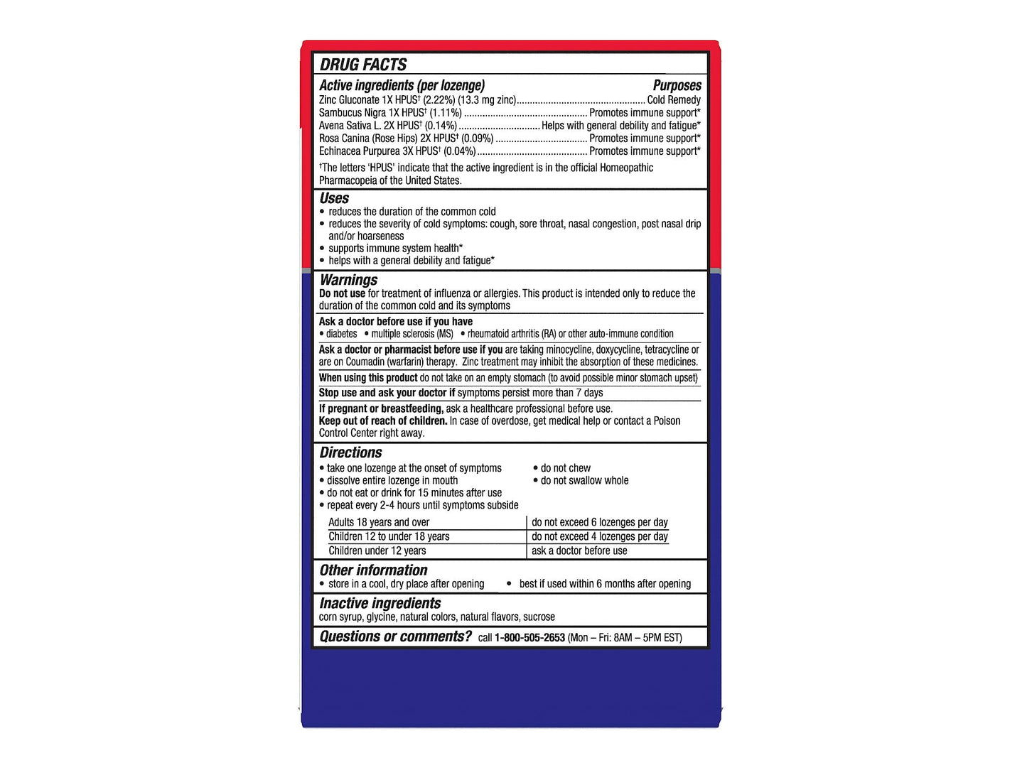 Authentic Cold-EEZE common cold remedy box highlighting the formula that shortens cold duration.