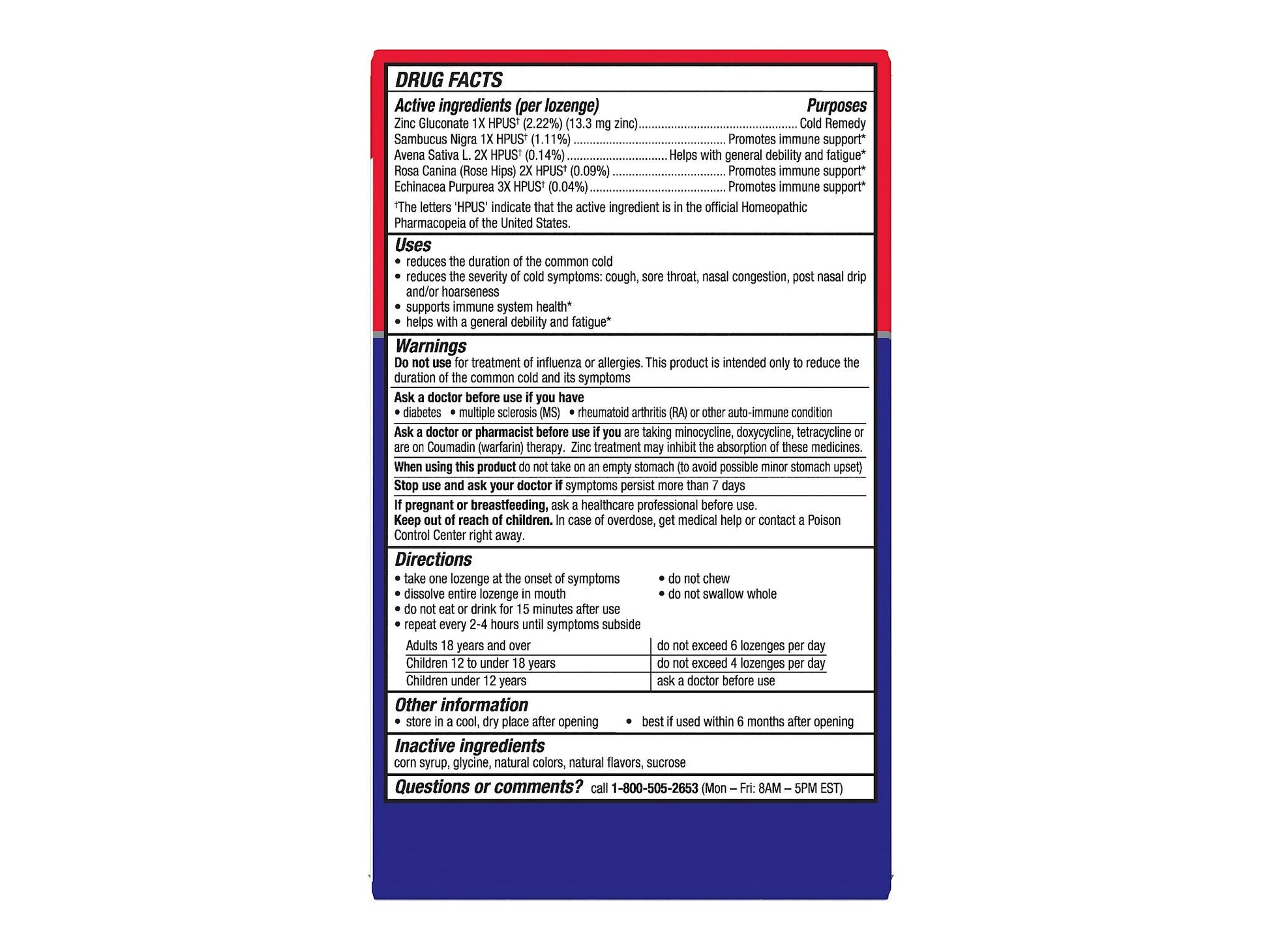 Authentic Cold-EEZE common cold remedy box highlighting the formula that shortens cold duration.