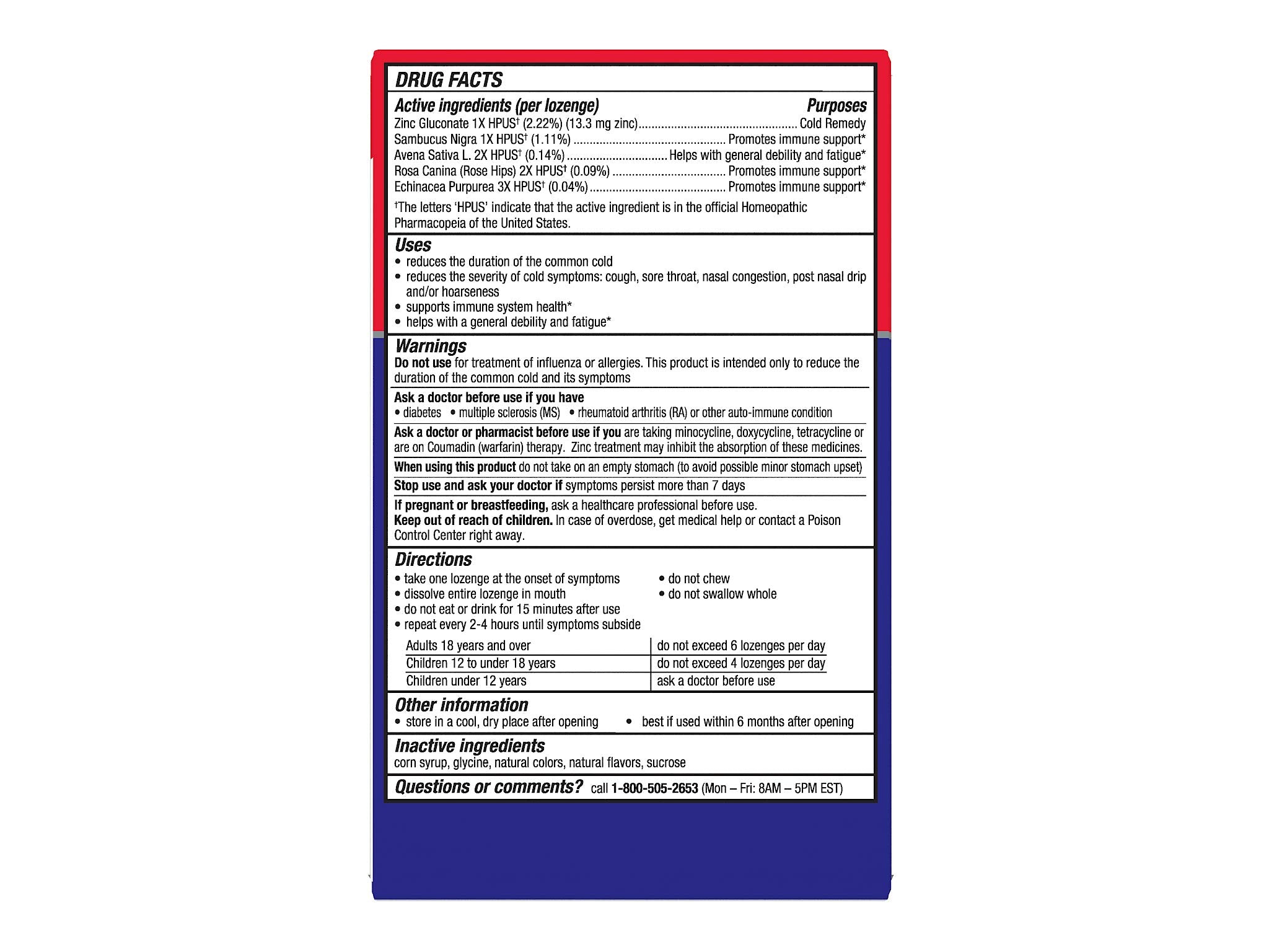 Authentic Cold-EEZE common cold remedy box highlighting the formula that shortens cold duration.
